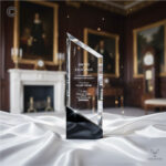 Custom engraved crystal award, obelisk design, perfect for corporate employee recognition