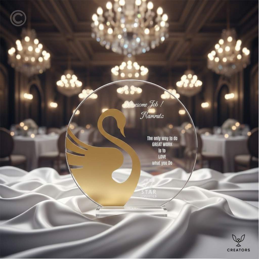 unnamed (37) ACRYLIC TROPHY WITH GOLDEN FINISH SWAN